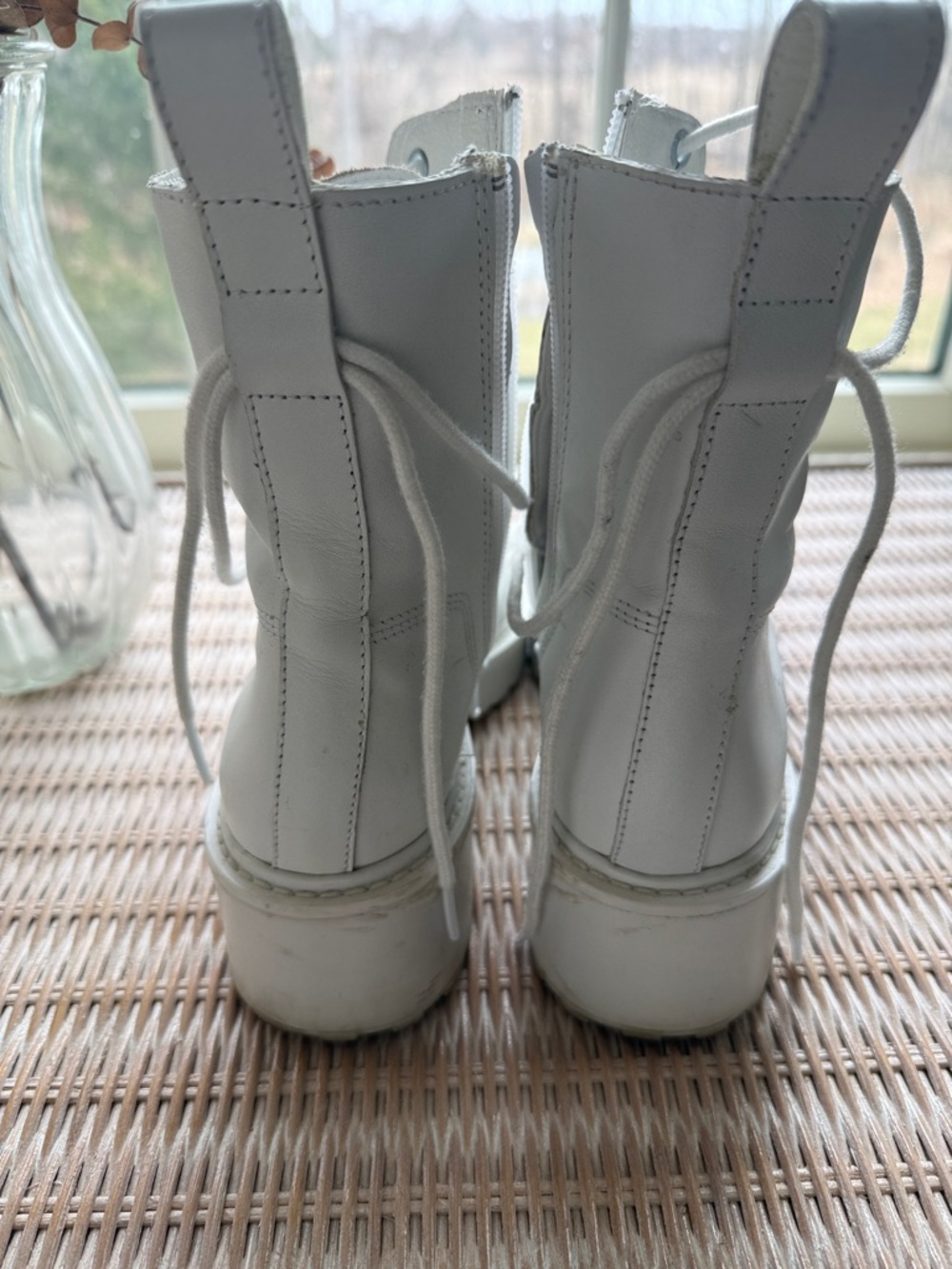 Steve Madden White Lace-Up Combat Boots for Women - Picture 4 of 5